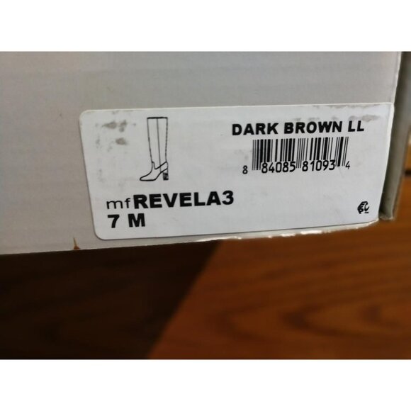 Marc Fisher Dark Brown Crocodile Embossed Knee-High Leather Boots 7M With Zipper - Picture 2 of 9